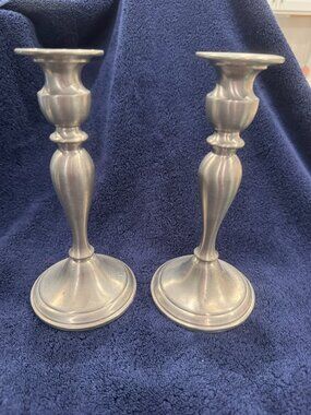 ✨ Vintage Web Pewter Weighted Candlesticks – Set of 2 – Classic Silver Tone ✨